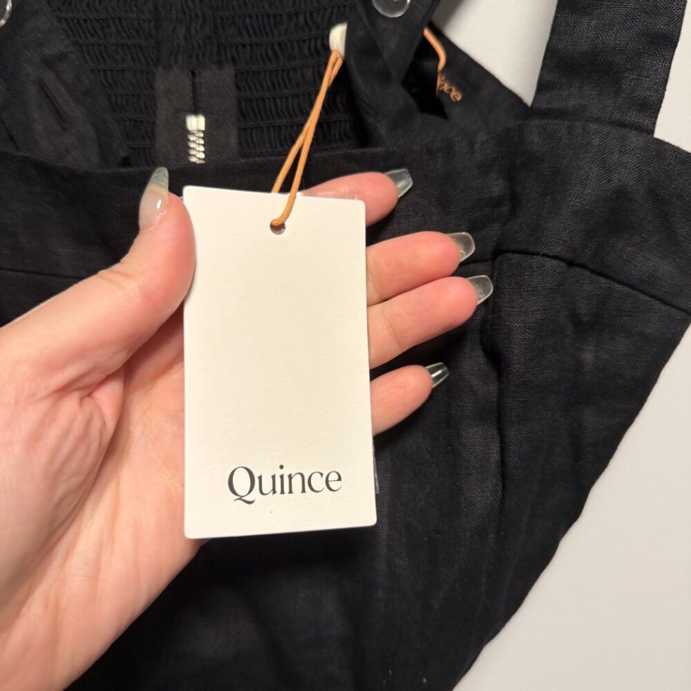 Quince 100% European Linen Fitted Tank Small Black NWT - Picture 4 of 9